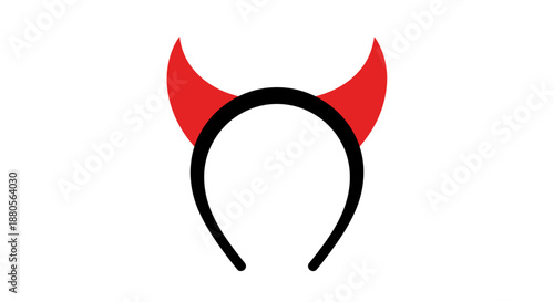 Red devil horn headband isolated against a clean white background, featuring a simple and bold design with vibrant colors and clear lines