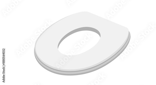 White toilet lid cover isolated on a plain background, showcasing a clean and minimalist design with soft lighting highlighting its smooth texture