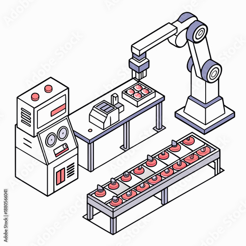Smart food lab automation robotic system on a white background, precision machinery for high-throughput scientific research and analysis.