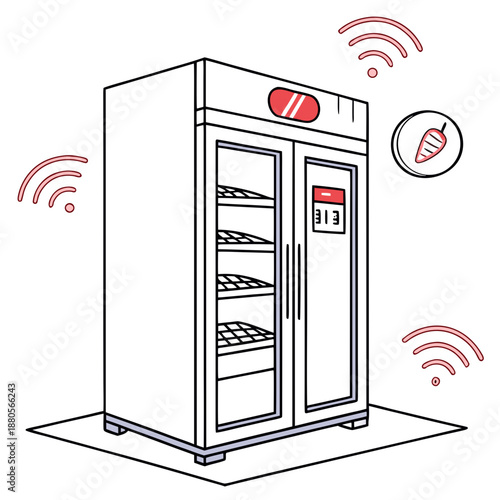 Smart food storage technology with integrated temperature sensors and digital monitoring for optimal preservation and quality control in modern logistics.