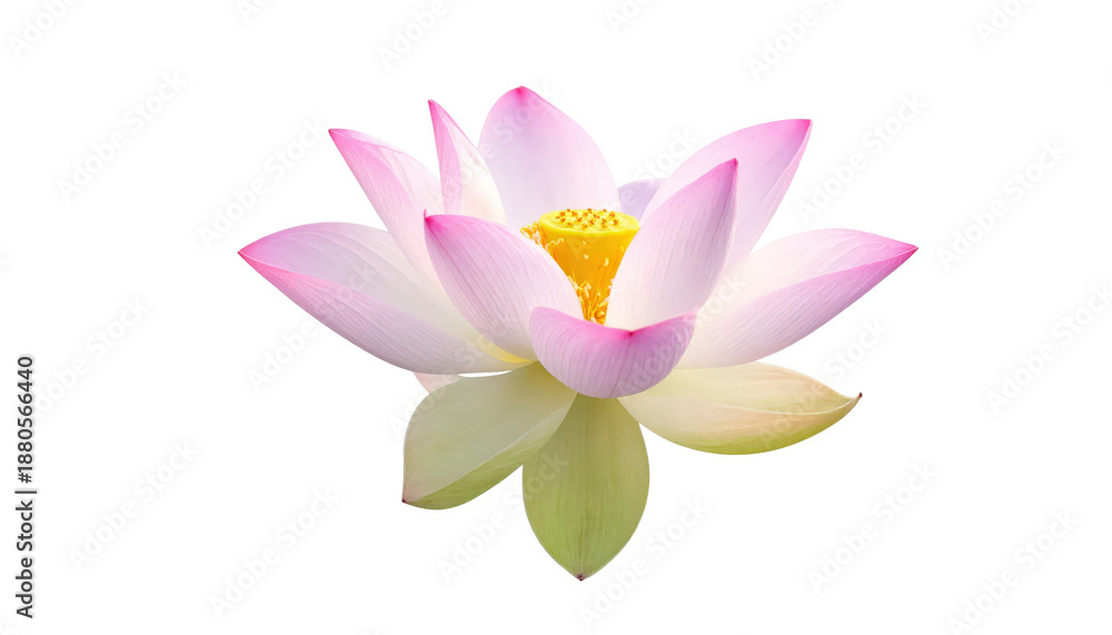 Fototapeta premium Elegant Pink Lotus Flower Blossom Isolated on Transparent Background Symbolizing Purity Love and rebirth for Spa Yoga and Meditation Concepts
