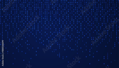 Falling binary numbers on dark tech background