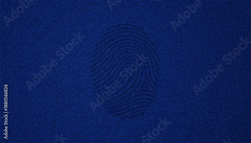 Fingerprint pattern created with binary code on blue background