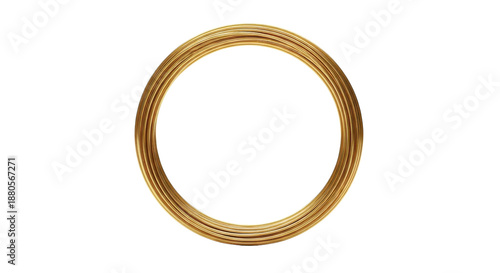 Golden wire circle frame with ribbed texture on black background ring