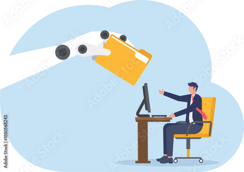 Robot Hand Giving Document Folder to Businessman