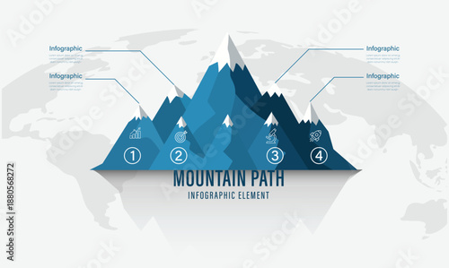 Mountain paths Infographic layout. Business and finance concept. Vector illustration flat design.