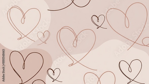 Minimal romantic design using continuous line art hearts
