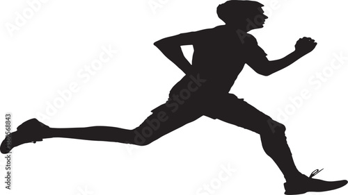 Running man silhouette, cardio and endurance concept, side view, simple flat vector