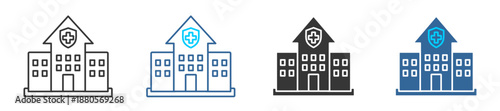 hospital  icon set multiple style collection	
