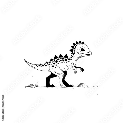 Pachycephalosaurus. Pachycephalosaurus simple black and white line art vector logo