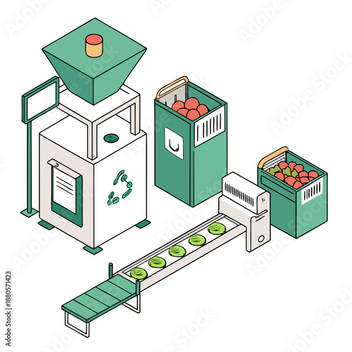 Sustainable food waste recycling technology system, transforming organic matter into valuable resources for a greener future.