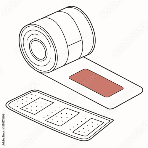 Medical bandages and plaster roll illustration