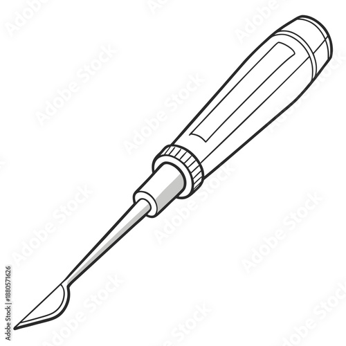 Vector Outline of Ear Curette Medical Instrument