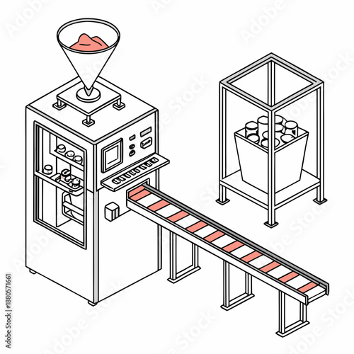 Instant food production technology concept with automated machinery in a modern factory setting.