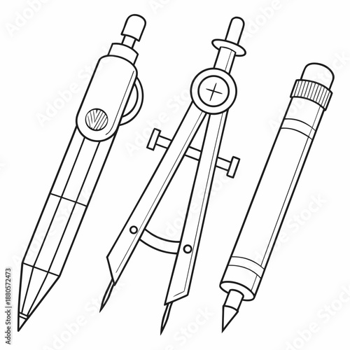 Drafting Compass and Pencil Tools for Technical Drawing