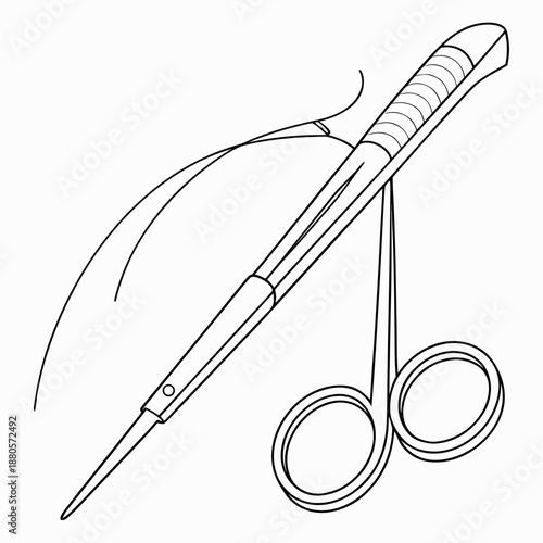 Surgical Suture Needle and Forceps Instrument