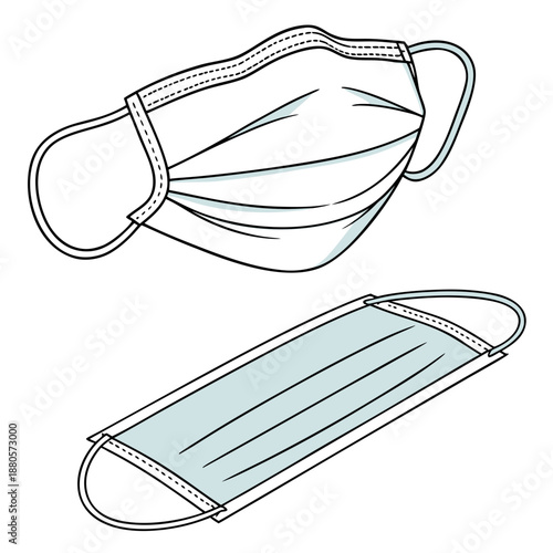 Two Surgical Face Masks Isolated on Transparent Background