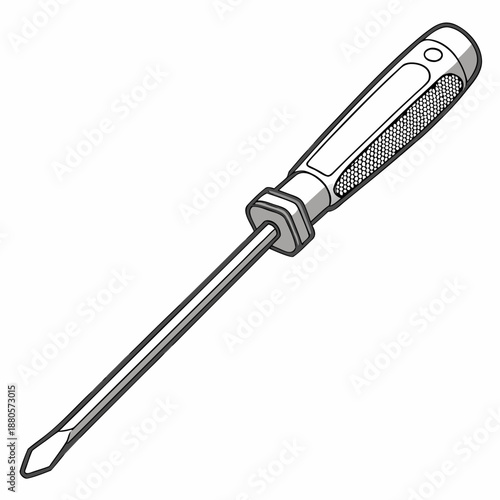 Isolated Flathead Screwdriver Tool Vector Art