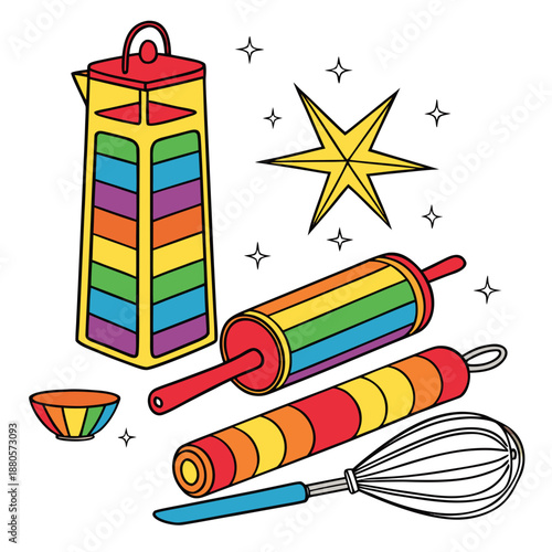 Rainbow Kitchen Utensils and Baking Tools Collection