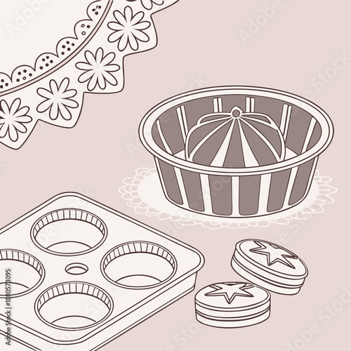 Ornate Silver Pastry Cutters and Baking Tools Arranged