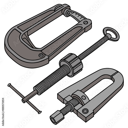 Collection of Industrial Metal Clamps and Fixtures