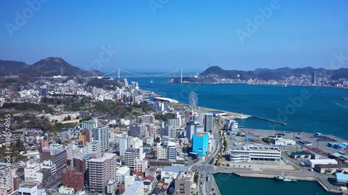 関門海峡と下関市の街並みタイムラプス