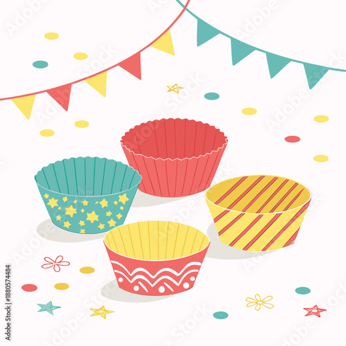Collection Of Colorful Baking Cups For Parties