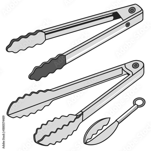 Assorted Stainless Steel Kitchen Tongs For Cooking