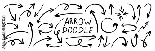Simple hand drawn arrow symbols doodle line art vector set. Different hand drawn arrow element collection. Vector illustrator