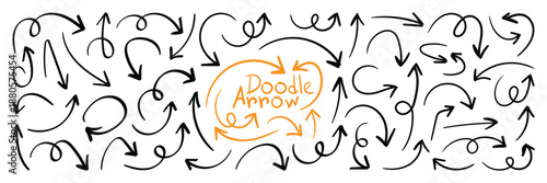 Simple hand drawn arrow symbols doodle line art vector set. Different hand drawn arrow element collection. Vector illustrator