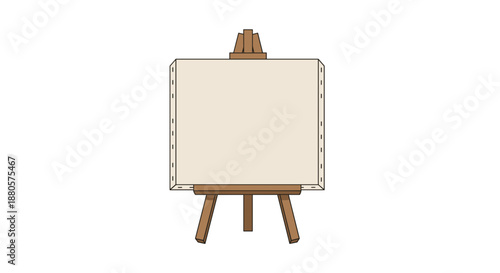 Mini canvas on a wooden easel isolated against a white background, showcasing a simple and elegant design for art displays or creative projects