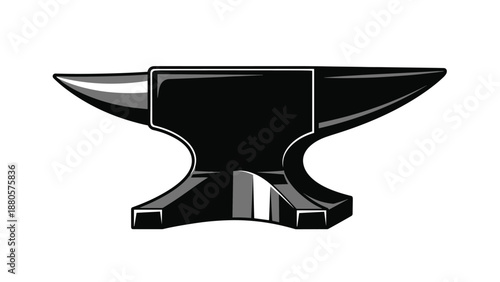 Heavy duty black metal anvil used for blacksmithing and forging tools shown in a bold graphic style for industrial and craft themes.