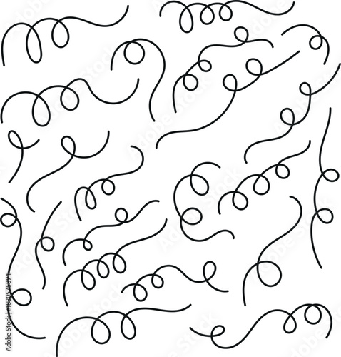 Set of hand drawn squiggle curve lines. doodle graphic design elements. Vector
