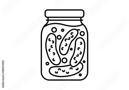 Icono de tarro de vidrio con pepinillos en vinagre y tapa cerrada
