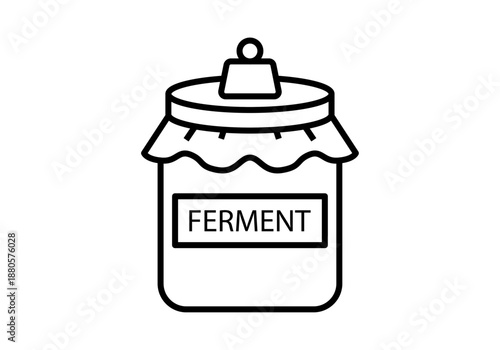 Icono de tarro de vidrio para fermentación de alimentos con tapa de tela