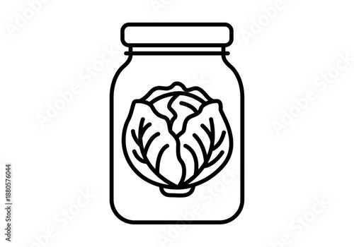 Icono de tarro de vidrio con repollo fermentado o chucrut en su interior