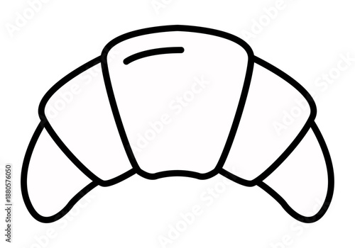 Icono de croissant francés de panadería en estilo lineal negro