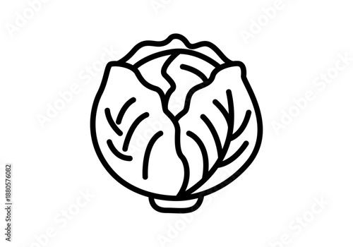 Icono de repollo o lechuga fresca con hojas en estilo lineal