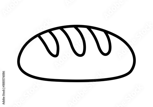 Icono de hogaza de pan con cortes en la corteza en estilo lineal negro