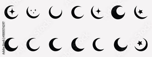 Crescent moon or night / nighttime flat icon for apps and websites