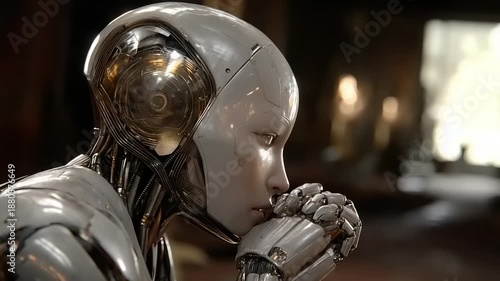 Robots contemplation - A futuristic exploration of artificial intelligence.