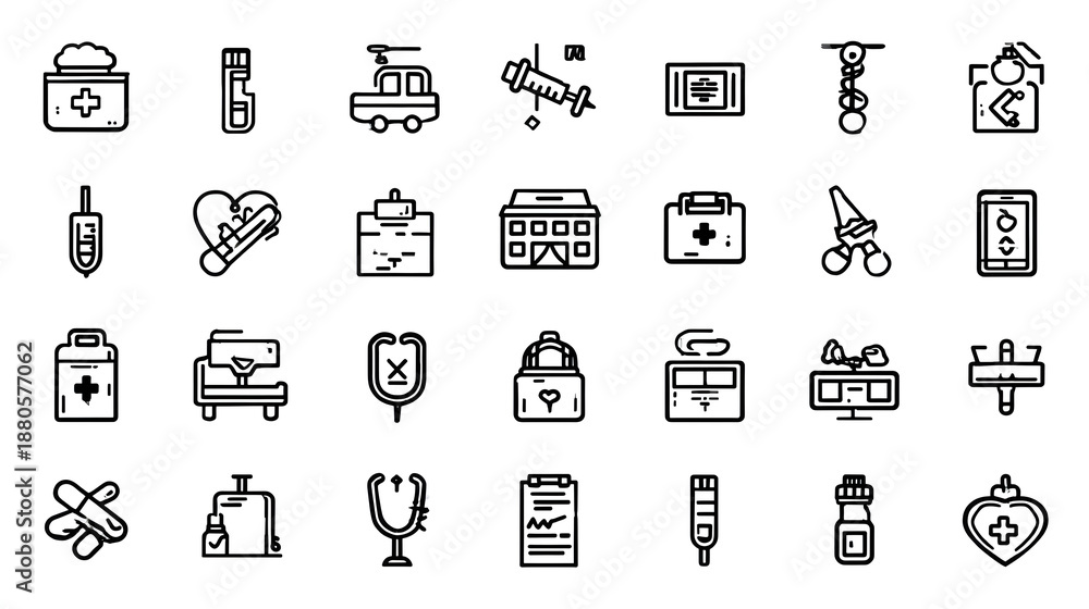 Fototapeta premium Medical icons for healthcare and wellness applications
