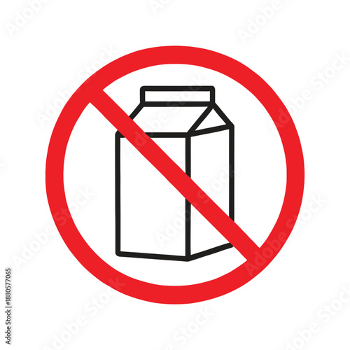 Red prohibition sign with a milk carton inside