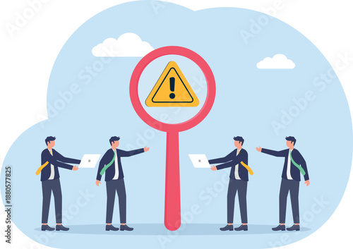 Business Team Standing Around Large Warning Target