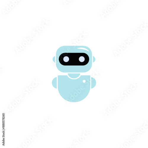 Minimal AI Robot Avatar Flat Vector Icon Isolated on White Background