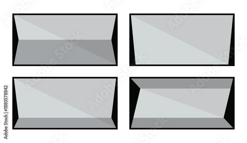 Beveled depth, blank geometric frame set with perspective panels.