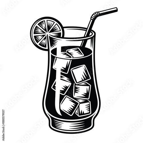 Refreshing citrus beverage in a tall glass with ice and garnish