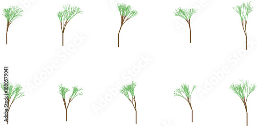 Set of 8 small tree illustrations