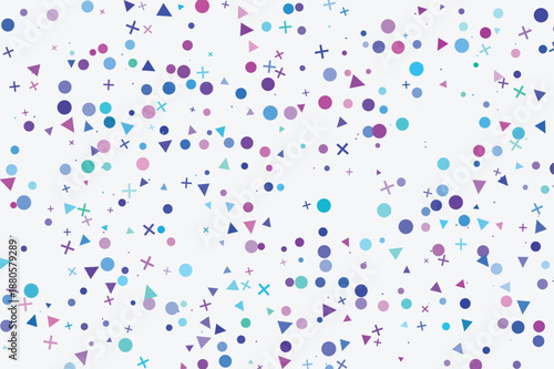 Vibrant abstract background with scattered colorful geometric shapes perfect for celebration party or modern design projects