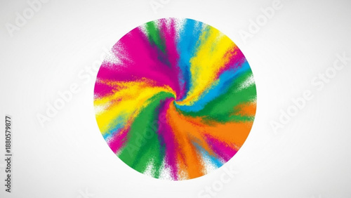 Vibrant multicolored tie dye spiral pattern on white background abstract colorful circular design